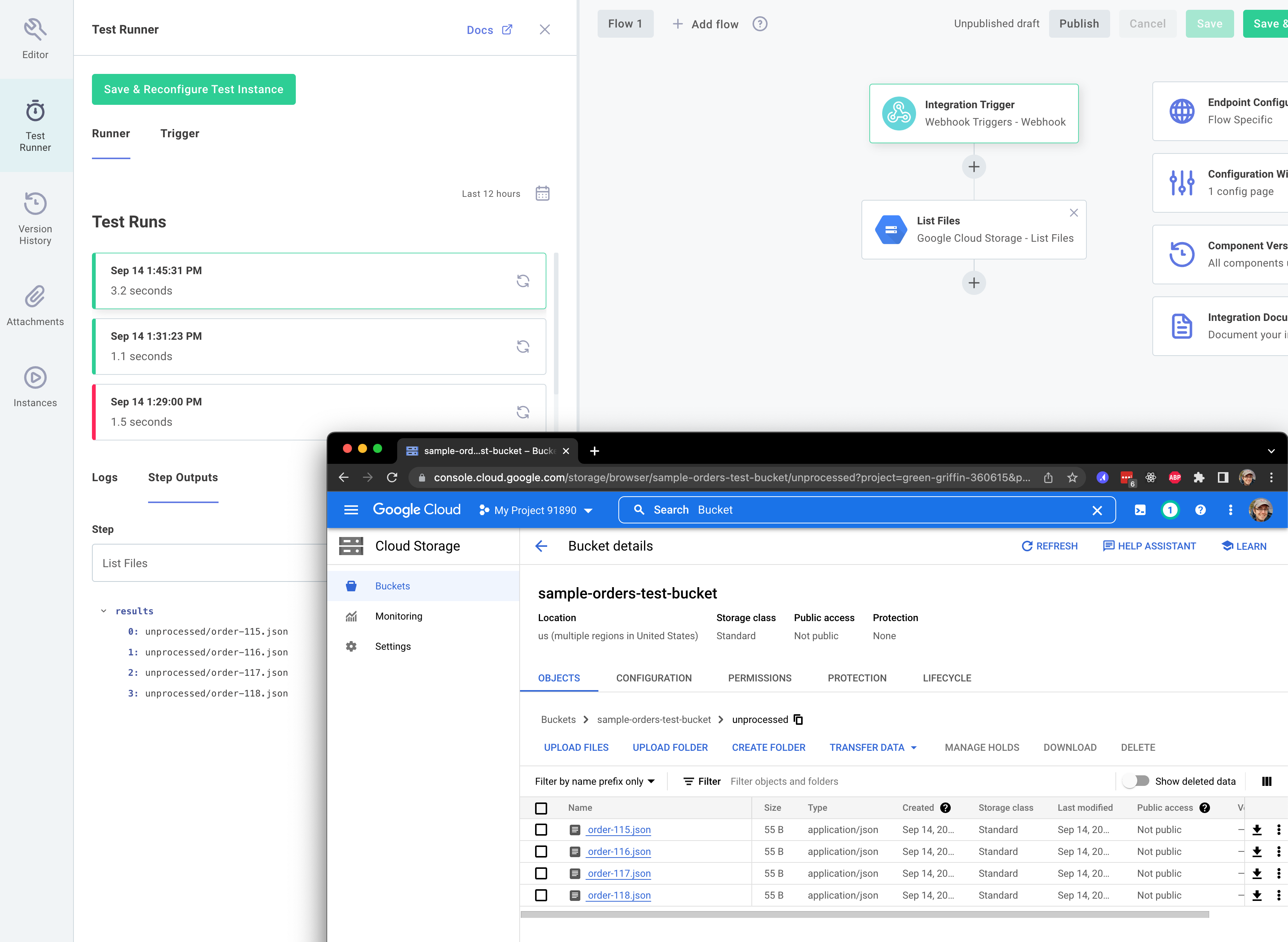 Google Cloud Storage - List Files result